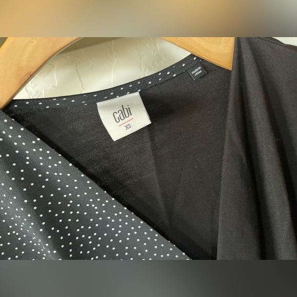 Cabi| black & white polka dot disco midi wrap dress, two tone•••XS, EXCELLENT - Picture 8 of 8